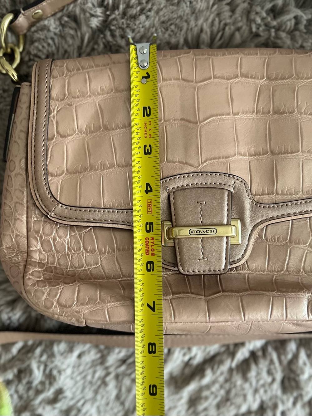 Coach Taylor Embossed Leather Bag in Sand Taupe - Picture 13 of 14